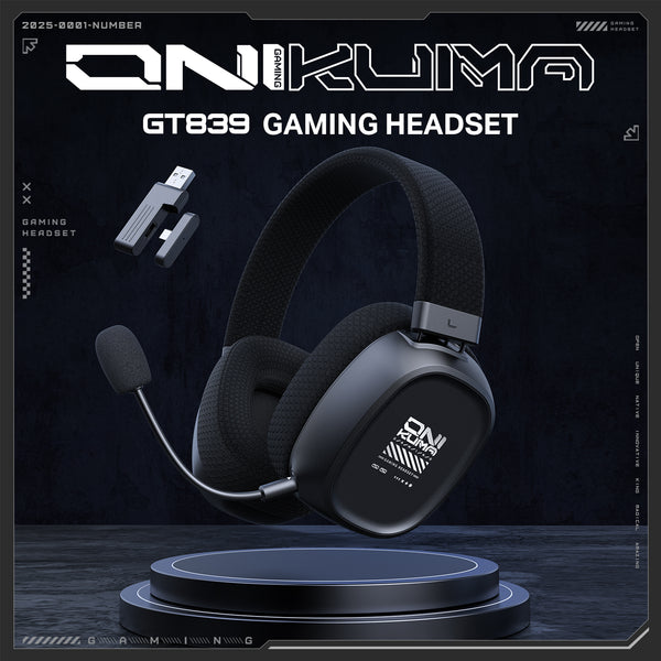 ONIKUMA GT839 Multi-Mode Gaming Headset – 45H Playback, Bluetooth 5.4/Wired/2.4GHz, Memory Foam Comfort