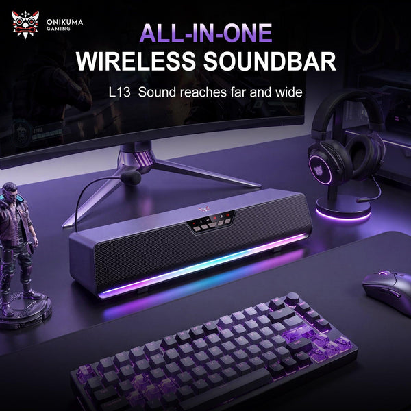 ONIKUMA L13 All-Scenario Desktop Gaming Speaker: Virtual 7.1 Surround Sound, Four-Core Drivers, Wireless 5.4 + USB Dual-Mode Connection
