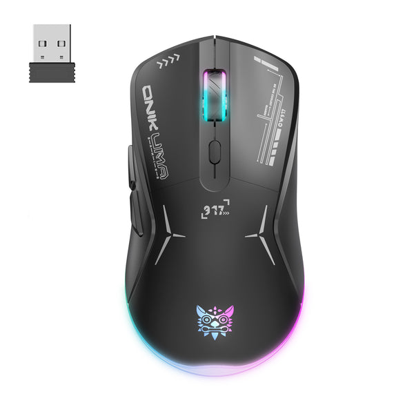 Onikuma CW917 Wireless Gaming Mouse, 4800 DPI Wired/Wireless Gamer Mouse, Dual-Mode Computer Mouse Rechargeable 6 Buttons Reliable Power Capacity and RGB Backlight for PC/Mac/Laptop