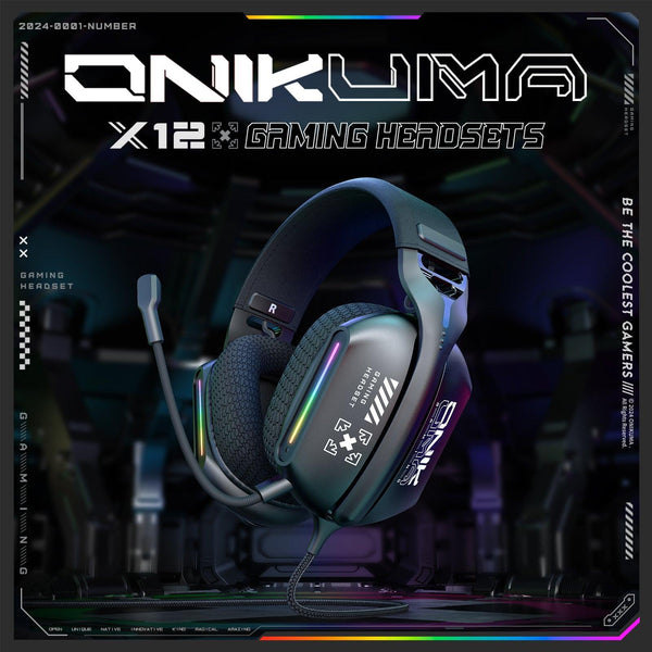 ONIKUMA X12 RGB Gaming Headset – 40mm HD Sound, 360° Mic, Memory Foam Comfort