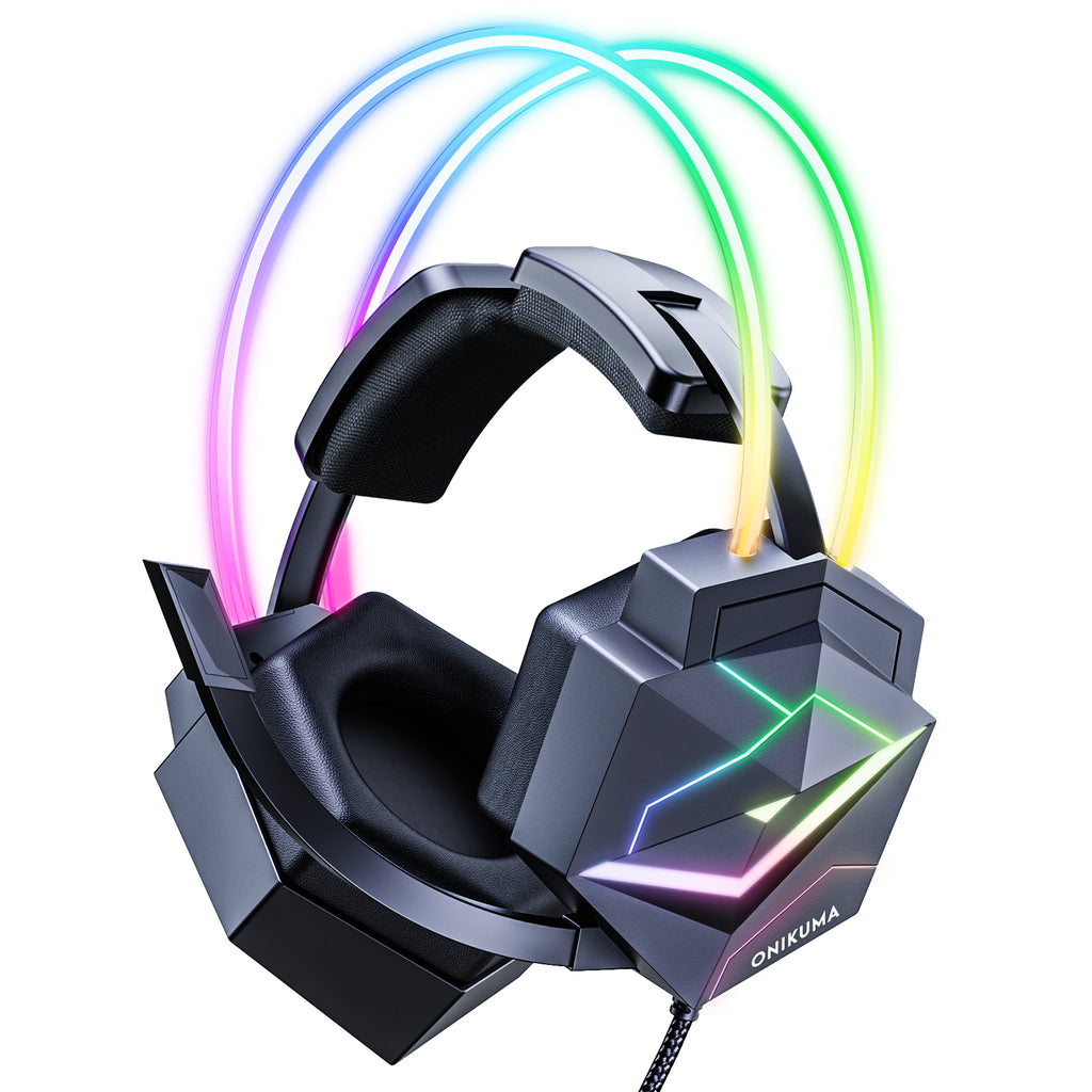 ONIKUMA X20 Pro RGB Gaming Headset Noise Canceling Headphone 7.1 Surround Sound with HD Mic for PS4 PC Xbox（副本）